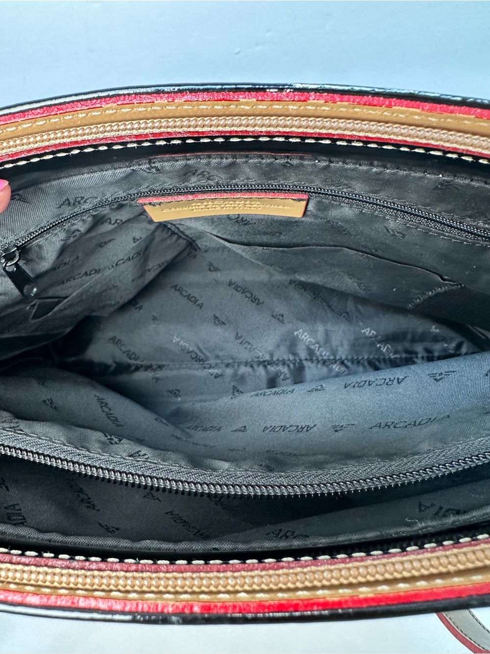 Arcadia Black Patent Tote with Tan Handles - Picture 6 of 16